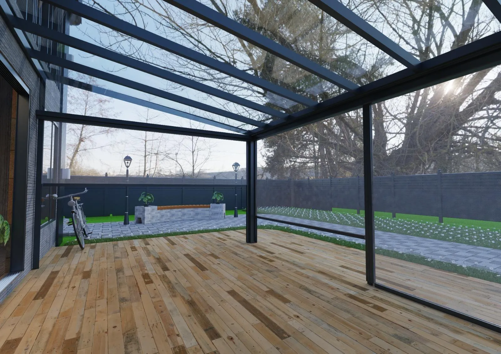 Maßgeschneiderter 3D-Wintergarten-Entwurf